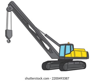 Crane in isolate on a white background. Construction equipment. Vector illustration.