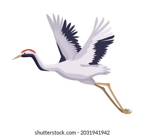 crane japanese bird flying icon