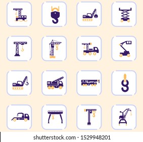 Crane and lifing vector icons for user interface design