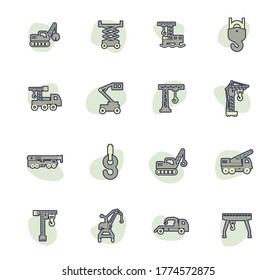 Crane and lifing vector icons for user interface design