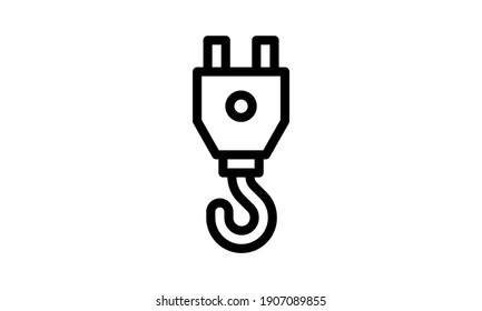 Crane lift hook vector icon construction industrial equipment. Heavy engineering metal symbol. Cargo tool elevate weight