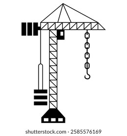 Crane lift hook vector icon. Crane hook icon. Heavy engineering metal symbol. Cargo tool elevate weight. Building construction, shipping, transportation and production. Vector illustration