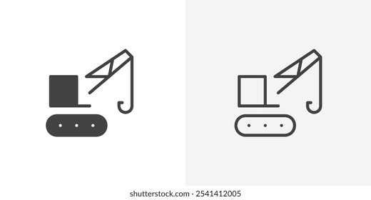 Icono de elevación de grúa plano y diseño de conjunto simple