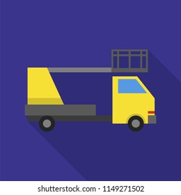 Crane lift truck icon. Flat illustration of crane lift truck vector icon for web design