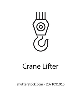 Crane Lifter, Vektorgrafik Outline Icon Design Illustration. Bausymbol auf weißem Hintergrund EPS10-Datei