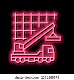 crane lifting building materials neon light sign vector. crane lifting building materials illustration
