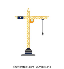 Crane. Lifting crane for construction and heavy lifting. Icon, clipart for website, construction, transport, construction machinery applications. Vector flat illustration, cartoon style.