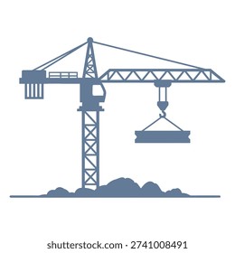 Crane lifting heavy container with hook and rope