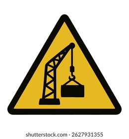 Sinal de aviso de elevação de grua com carga pesada - Símbolo de segurança para zonas de construção e conscientização sobre riscos no local de trabalho
