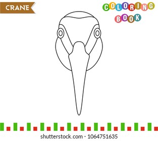 Crane line art coloring book page for kids