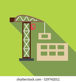 Crane with load icon. Flat illustration of crane with load vector icon for web