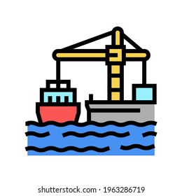 crane loader port machine color icon vector. crane loader port machine sign. isolated symbol illustration
