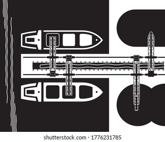 Crane loading industrial ships with raw materials – vector illustration