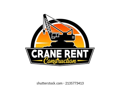 Crane Logo Template Vector. Heavy Equipment Logo Vector For Construction Company. Creative Crane Illustration For Logo.