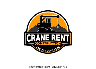 Crane logo template vector. Heavy equipment logo vector for construction company. Creative Crane illustration for logo.