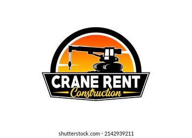 Crane logo template vector. Heavy equipment logo vector for construction company. Creative Crane illustration for logo.