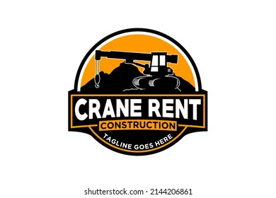 Crane logo template vector. Heavy equipment logo vector for construction company. Creative Crane illustration for logo.