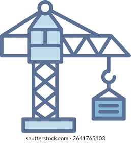 Crane Machine Filled Blue Tone Icon
