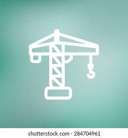 Crane machine icon thin line for web and mobile, modern minimalistic flat design. Vector white icon on gradient mesh background.