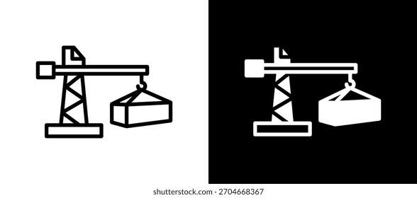 Icono de la máquina de la grúa Ilustración vectorial whiteblack