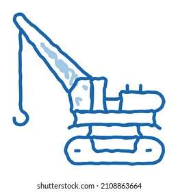 crane machine sketch icon vector. Hand drawn blue doodle line art crane machine sign. isolated symbol illustration