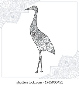 Crane Mandala Vector Line Art Style