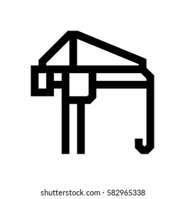 Crane mini line, icon, background and graphic. The icon is black and white, linear  flat, vector, pixel perfect, minimal, suitable for web and print. 