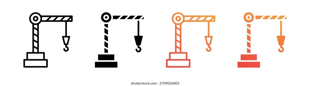 Vector de conjunto de iconos de estilo múltiple de grúa