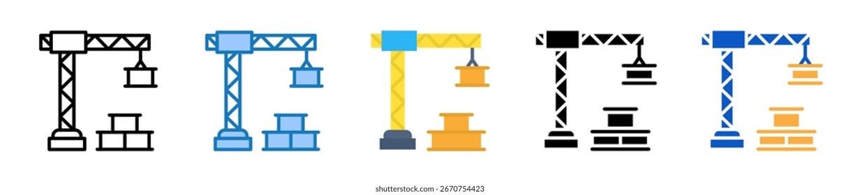 Crane multiple style icons set design vector illustration.