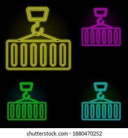 Crane neon color set icon. Simple thin line, outline vector of global logistics icons for ui and ux, website or mobile application