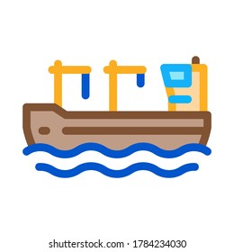 grúa en el vector de icono del barco. grúa en el cartel del barco. ilustración de símbolo de color