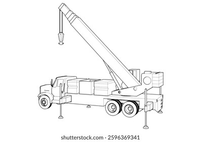 crane on wheels 3d illustration