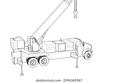 crane on wheels 3d illustration