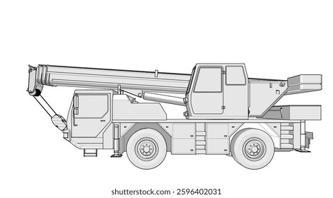 crane on wheels 3d illustration