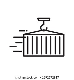 Crane with ontainer line style icon design, Delivery logistics transportation shipping service warehouse industry and global theme Vector illustration