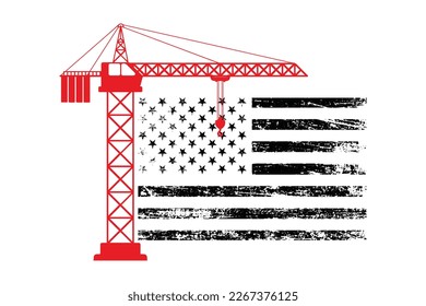 Crane Operator 4th Of July Patriotic USA Flag Design