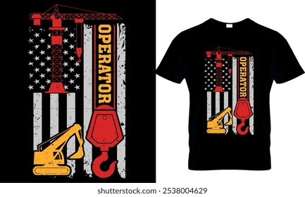 crane operator t-shirt design template