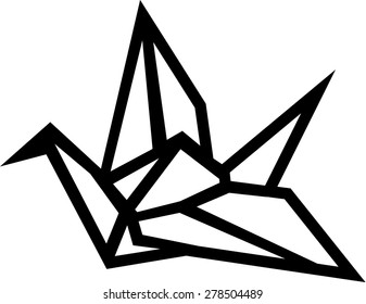Crane Origami Outline