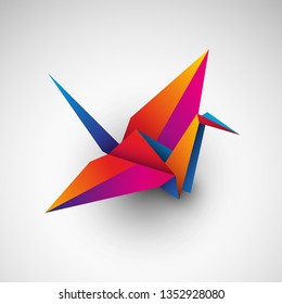 Crane origami. Vector icon