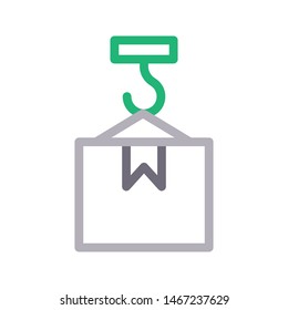 crane parcel colour line vector icon