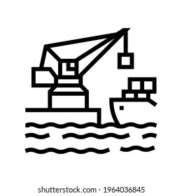 crane port line icon vector. crane port sign. isolated contour symbol black illustration