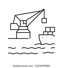 Krananschluss-Symbol-Vektorgrafik. Kranhafenzeichen. isoliertes Kontursymbol