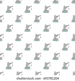 Crane port pattern in cartoon style. Seamless pattern vector illustration