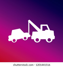 Crane purple and pink gradient material background. white icon minimal design