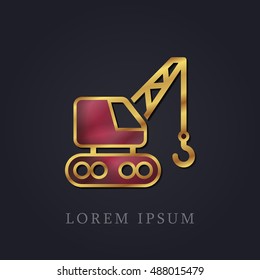 Crane Red Ruby with Golden Frame Precious Jewellery Icon / Logo Design