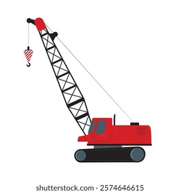 crane with red and white background