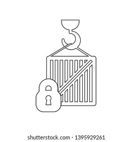 the crane releases the load and the lock icon. Element of Logistic for mobile concept and web apps icon. Outline, thin line icon for website design and development, app development