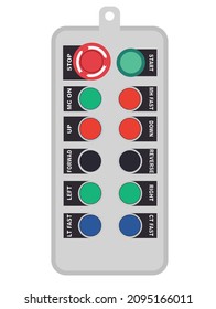 Crane remote control. Lift remote control icon. Crane remote control with push button switch engineer function industry move