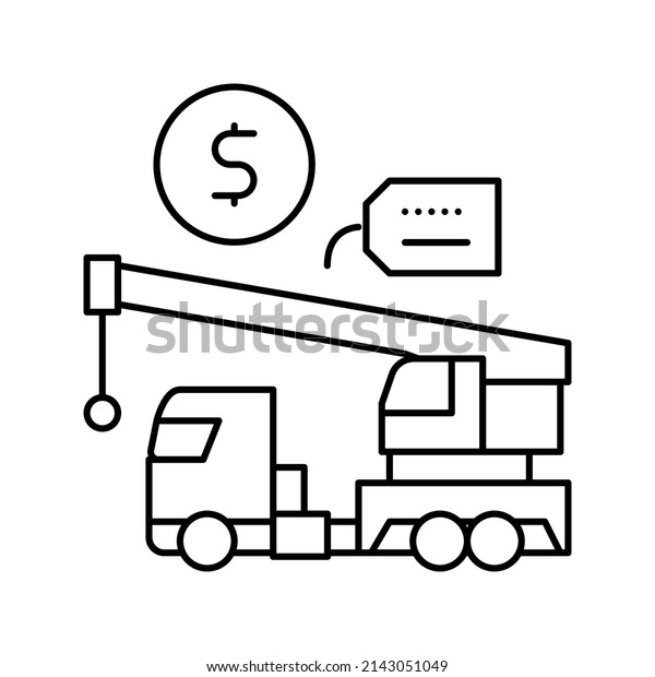 crane rental line icon vector. crane\
rental sign. isolated contour symbol black\
illustration