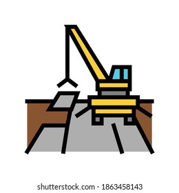 crane road construction color icon vector. crane road construction sign. isolated symbol illustration